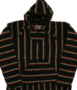 Outlet Rasta Baja Pullover Black Hoodie Hoodie | Rastafari Art