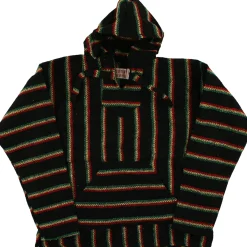 Outlet Rasta Baja Pullover Black Hoodie Hoodie | Rastafari Art