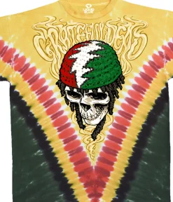 Hot Rasta Dead Vdye Tie-Dye T-Shirt T-Shirt | Rastafari Art