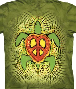Online Rasta Peace Turtle Tie-Dye Classic Cotton T-Shirt T-Shirt | Novelty