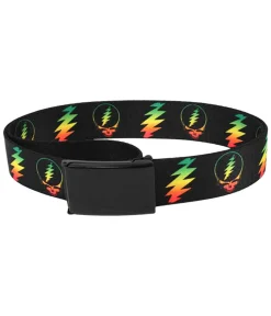 Fashion Rasta SYF Bolt Adjustable Web Belt Black Belts | Grateful Dead