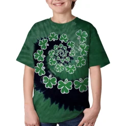 Sale Shamrock Spiral Youth Tie-Dye T-Shirt Kids Youth