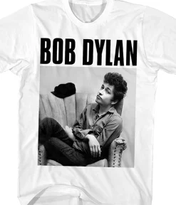 Clearance Sitting White T-Shirt T-Shirt | Bob Dylan