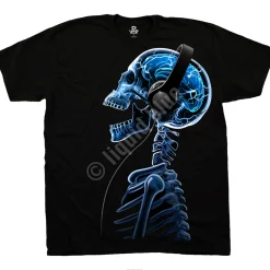 Hot Skelephones Black T-Shirt T-Shirt | Musica