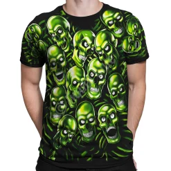 Discount Skull Pile Green Black T-Shirt T-Shirt | Halloween