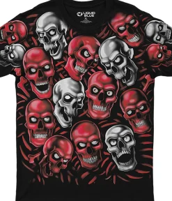 Best Skull Pile Red Grey Black Athletic T-Shirt Athletic T-Shirt | Halloween
