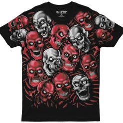 Best Skull Pile Red Grey Black Athletic T-Shirt Athletic T-Shirt | Halloween
