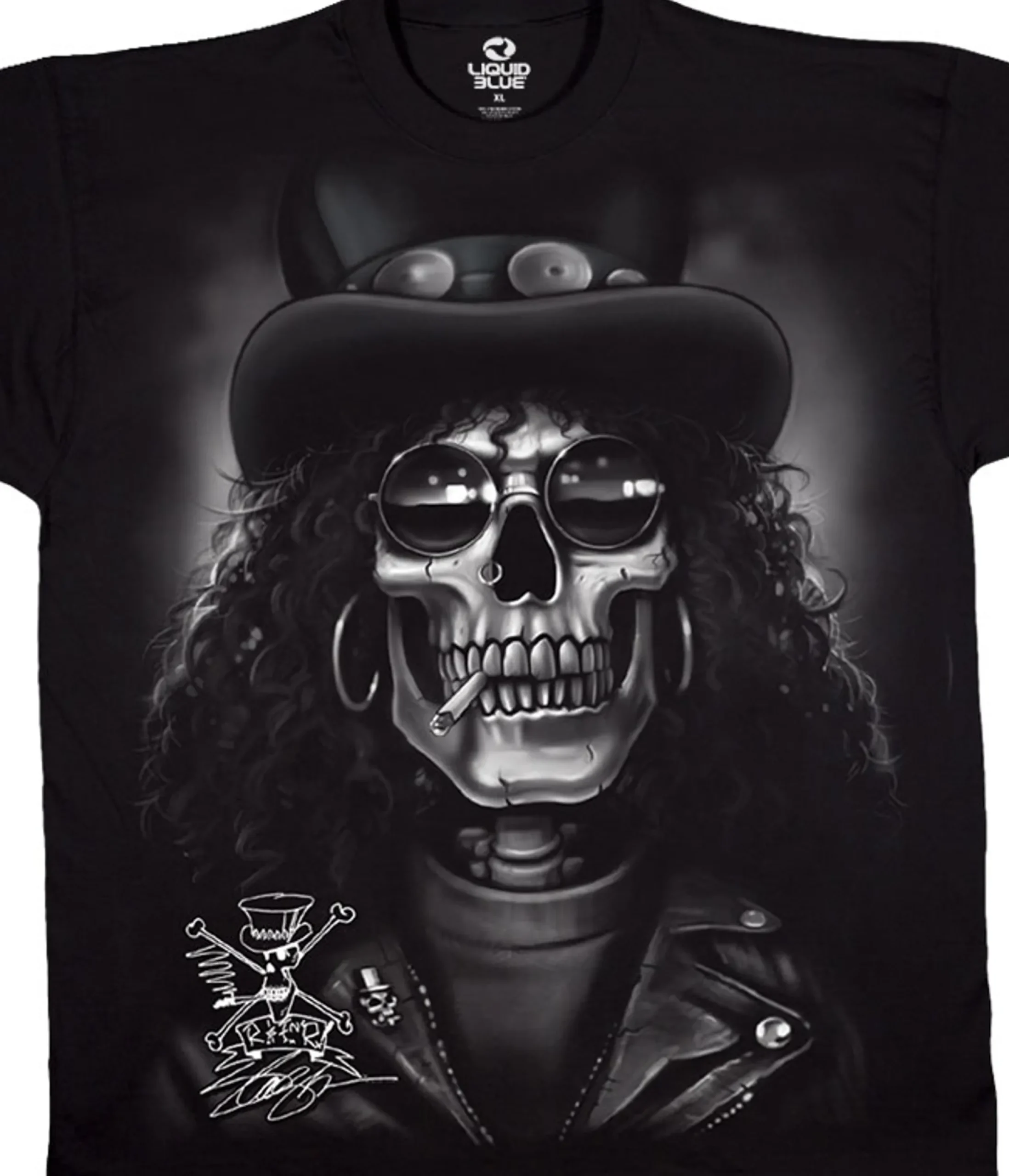 Clearance Slash Skull Black T-Shirt T-Shirt | Slash