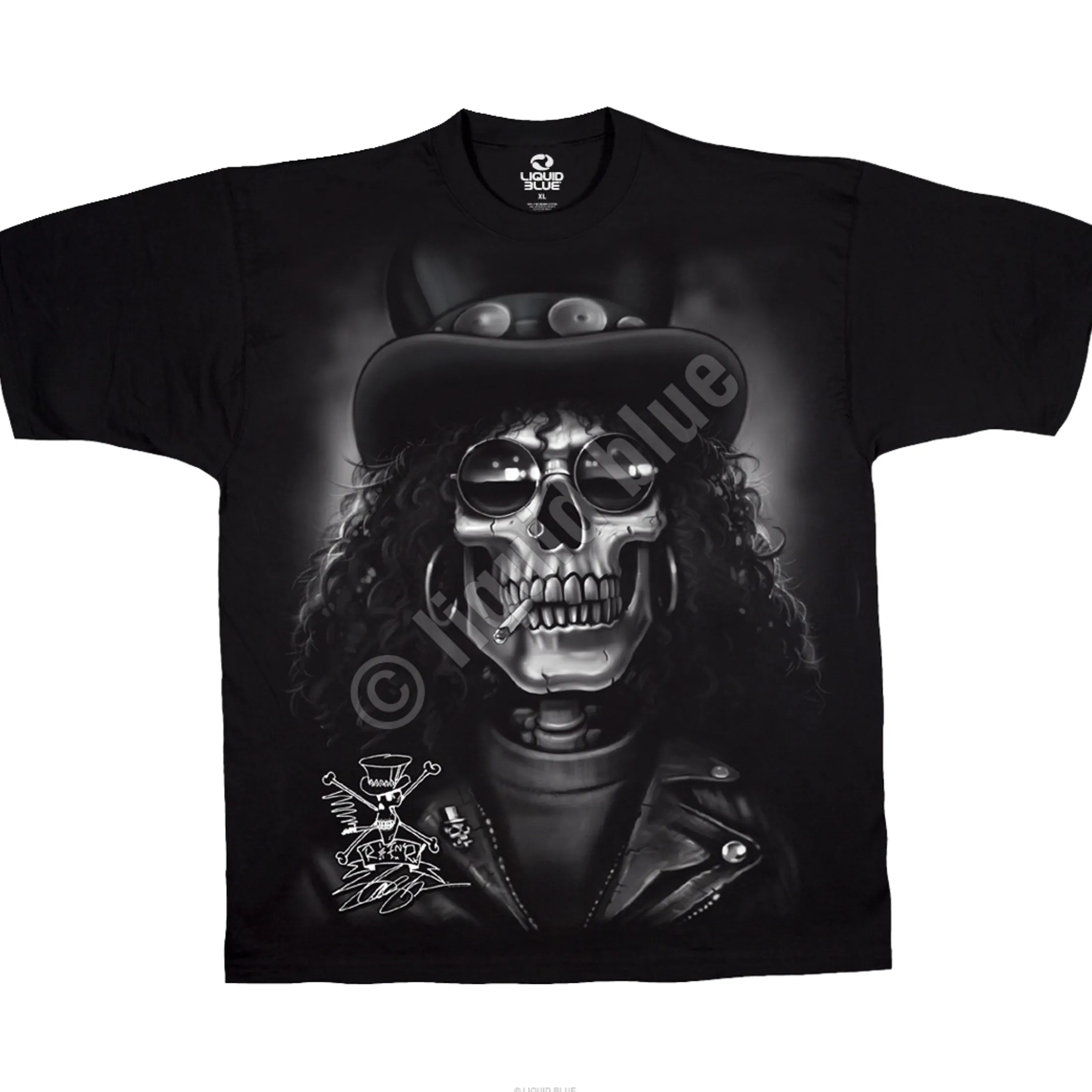 Clearance Slash Skull Black T-Shirt T-Shirt | Slash