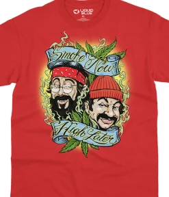 New Smoke Now High Later Red T-Shirt T-Shirt | Cheech And Chong