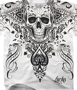 Clearance Spade Skull White Athletic T-Shirt Athletic T-Shirt | Luctus