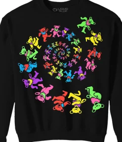 Clearance Spiral Bears Blacklight Black Sweatshirt Sweatshirt | Blacklight