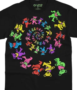 Online Spiral Bears Blacklight Black T-Shirt T-Shirt | Blacklight