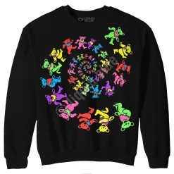Clearance Spiral Bears Blacklight Black Sweatshirt Sweatshirt | Blacklight
