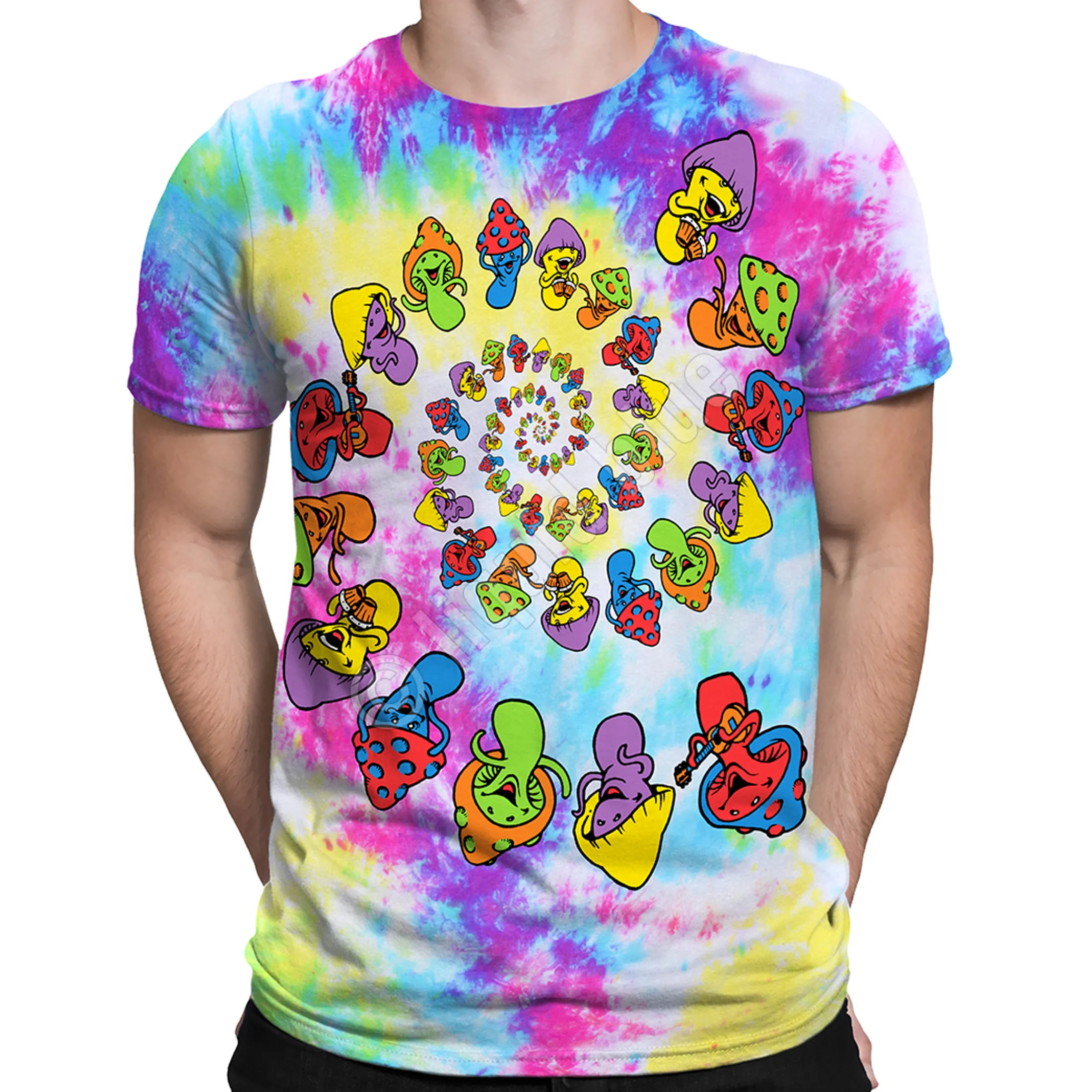 Best Spiral Shrooms Tie-Dye T-Shirt T-Shirt | Light Fantasy