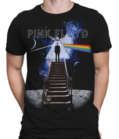 Best Stairway to the Moon Black Athletic T-Shirt Athletic T-Shirt | Pink Floyd