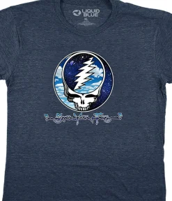 Fashion Steal Your Sky And Space Dark Blue Heather Poly-Cotton T-Shirt Poly-Cotton T-Shirt | Grateful Dead