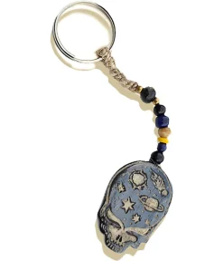 Discount Stealie The Night Away Hand Carved Bone Keychain Keychains | Grateful Dead