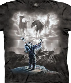 Fashion Summoning The Storm Classic Cotton T-Shirt T-Shirt | Native American