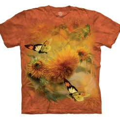 Hot Sunflowers And Butterflies Classic Cotton T-Shirt T-Shirt | Nature & Peace
