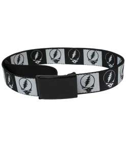 Hot SYF Black And Gray Adjustable Web Belt Black Belts | Grateful Dead