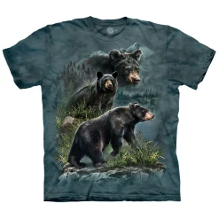 Best Three Black Bears Classic Cotton T-Shirt T-Shirt | North American Animals