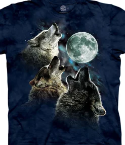 Online Three Wolf Moon® Classic Cotton T-Shirt - Blue T-Shirt | Wolf Shirt Collection