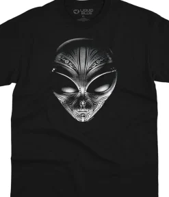 Discount Tribal Alien Black T-Shirt T-Shirt | Space
