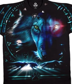 New Tribal Wolf Black T-Shirt T-Shirt | American Wildlife