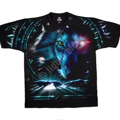 New Tribal Wolf Black T-Shirt T-Shirt | American Wildlife