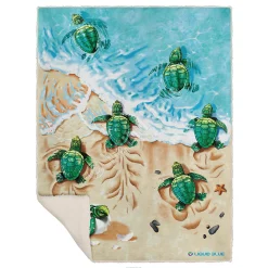 Hot Turtle Beach Fleece Throw Blanket Aquatic