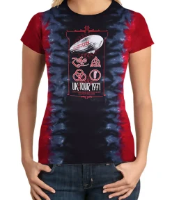 Clearance Uk Tour 1971 Tie-Dye Juniors Long Length T-Shirt Women Juniors Long Length | Led Zeppelin