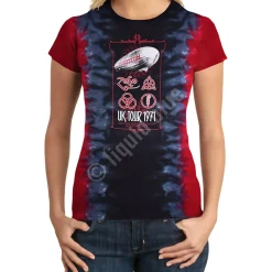 Clearance Uk Tour 1971 Tie-Dye Juniors Long Length T-Shirt Women Juniors Long Length | Led Zeppelin