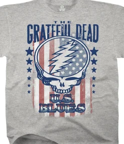 Clearance U.S. Blues Heather Grey Poly-Cotton T-Shirt Poly-Cotton T-Shirt | Grateful Dead