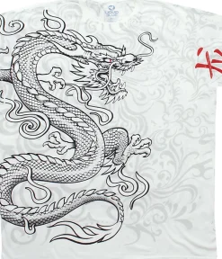 Clearance White Dragon White Athletic T-Shirt Athletic T-Shirt | Asian Art