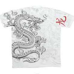 Clearance White Dragon White Athletic T-Shirt Athletic T-Shirt | Asian Art