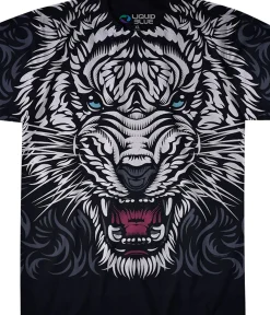 New White Tiger Stare Black T-Shirt T-Shirt | Tigers