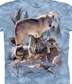 Best Wolf Family Mountain Kids' T-Shirt Kids Youth | Wolf Shirt Collection