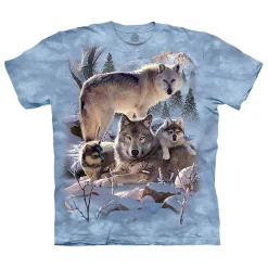 Best Wolf Family Mountain Kids' T-Shirt Kids Youth | Wolf Shirt Collection