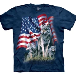 Online Wolf Flag Classic Cotton T-Shirt T-Shirt | Wolf Shirt Collection
