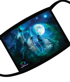 Fashion Wolf Moon Face Covering Face Coverings | Liquid Blue
