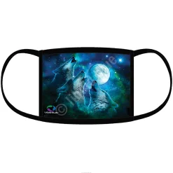 Fashion Wolf Moon Face Covering Face Coverings | Liquid Blue