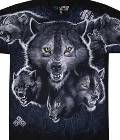 Outlet Wolf Pack Black T-Shirt T-Shirt | American Wildlife