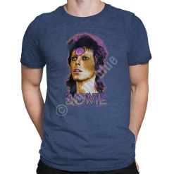 Clearance Ziggy Medallion Dark Blue Heather Poly-Cotton T-Shirt Poly-Cotton T-Shirt | David Bowie