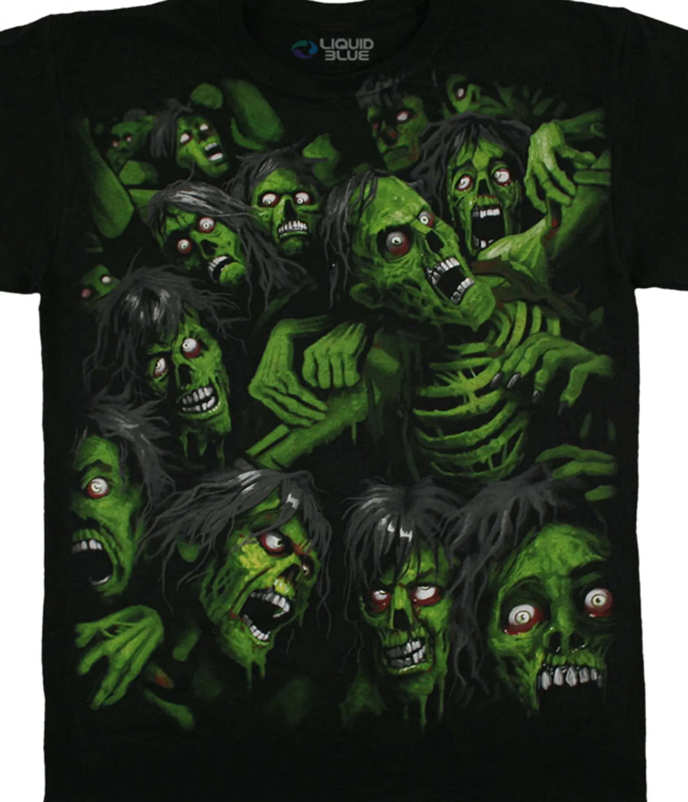Clearance Zombie Pile Black T-Shirt T-Shirt | Halloween